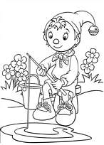 coloriage oui oui en train de pecher